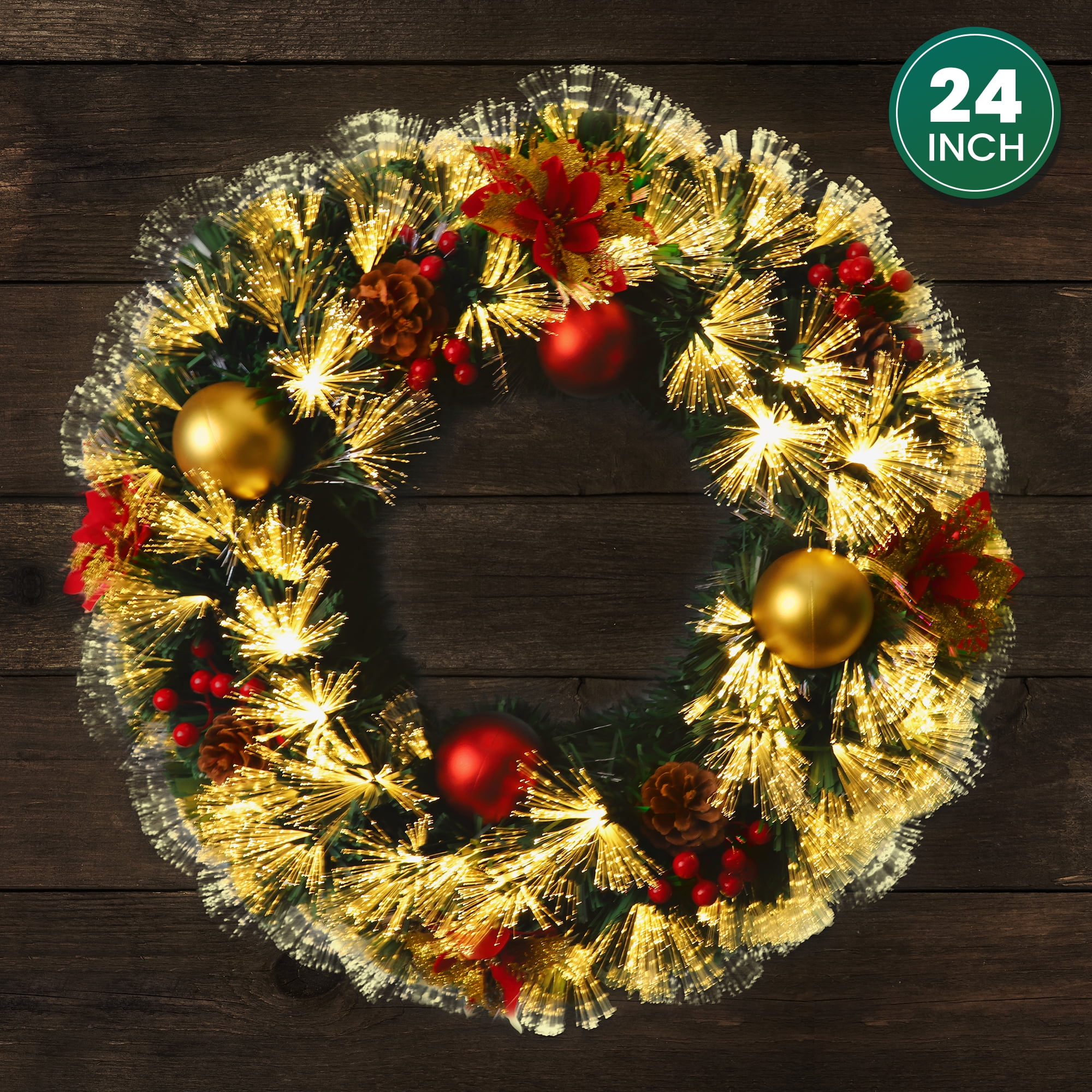 24inch Christmas Wreath Extra Large Prelit Christmas Wreath Artificial