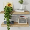 thumbnail image 1 of 24inch Floating Shelves, 2 Pack 8 Inch Deep Modern Solid Wood Wall Shelves for Storage, Wall Mounted Display Shelving with Invisible Heavy-Duty Metal Bracket,Burnt Wood, 1 of 5