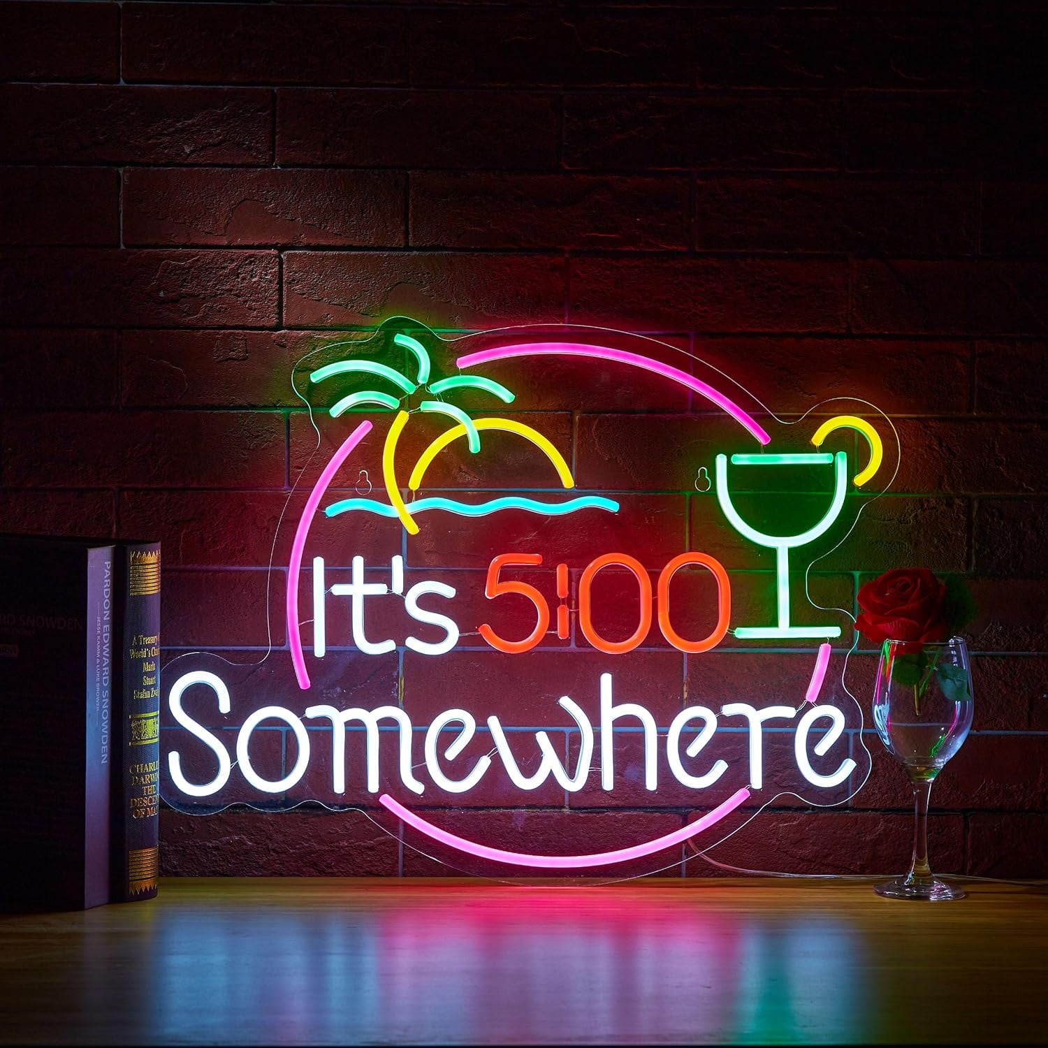 24inch Its 5 00 O'clock Some Where Large Neon Sign for Wall Decor ...