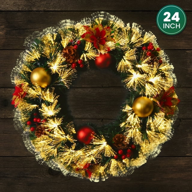 24inch Lighted Christmas Wreath Extra Large Prelit Christmas Wreath
