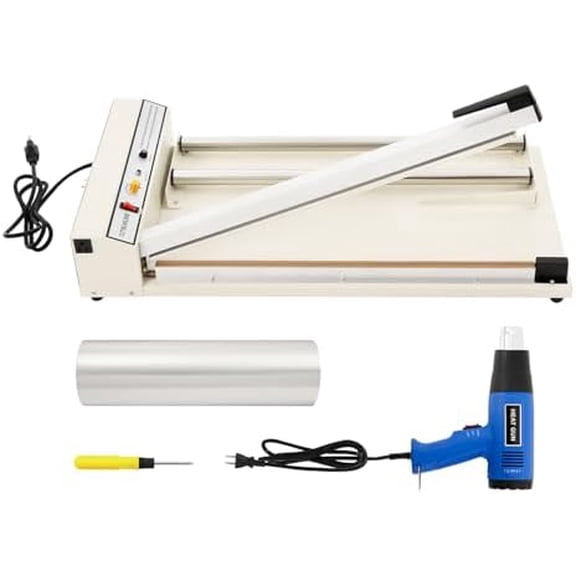 24inch Packaging Sealing Machine, 530W Sealing Machine with Heat Gun & Adjustable Temperature, Shrink Wrap Machine for Packaging, Shrink Film Shrink Wrap Sealer for PP PE PVC Packaging