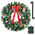 24inch Prelit Christmas Wreath Timer Battery Operated Multicolored