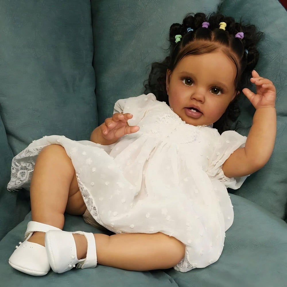 24inch Reborn Baby Dolls Black Girls That Look Real Babies Realistic Silicone Toddler boy Eyes Open