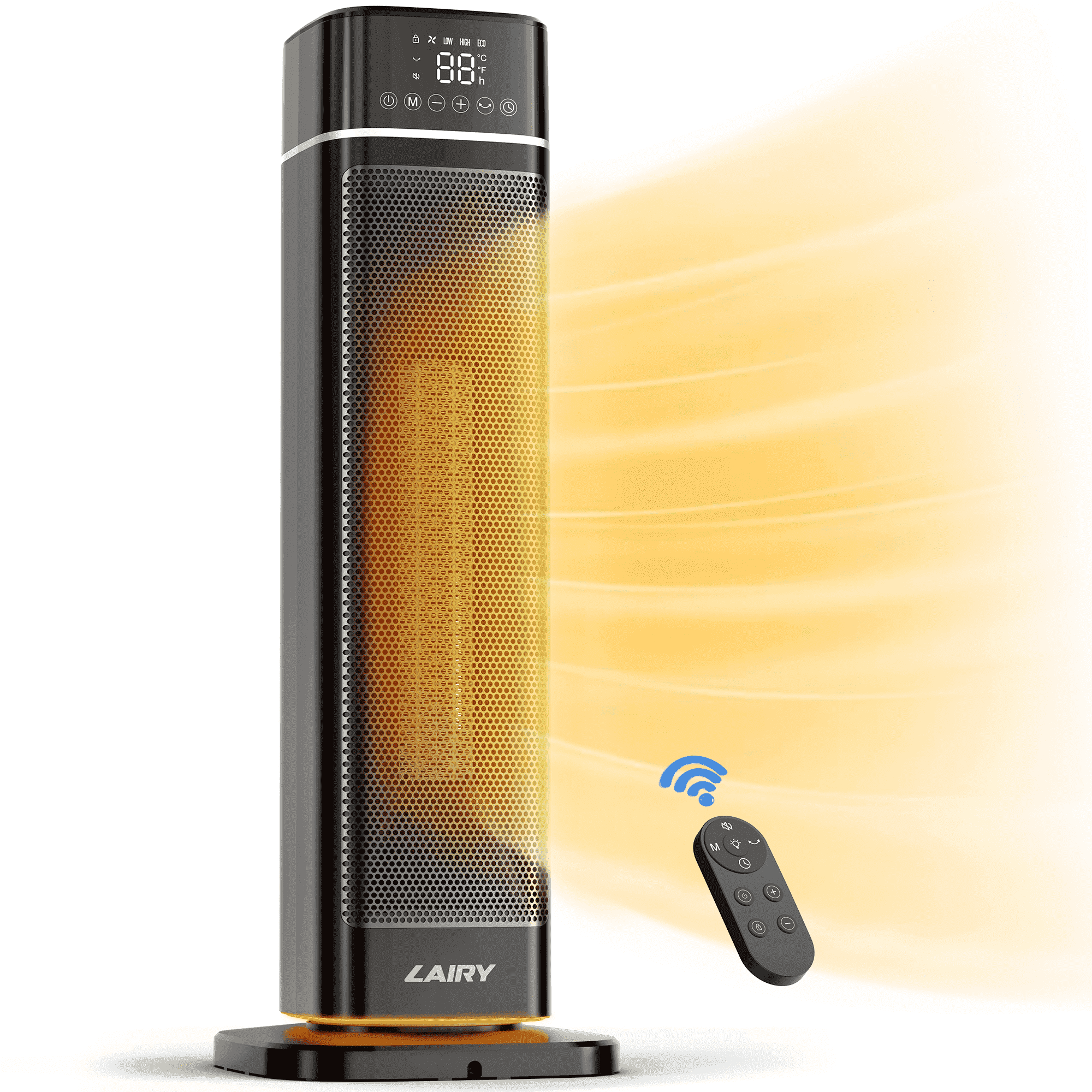 Lairy 24inch Space Heater for Indoor Use, 1500W Fast Electric Ceramic Tower Heaters with Thermostat,3 Modes, Eco, Black
