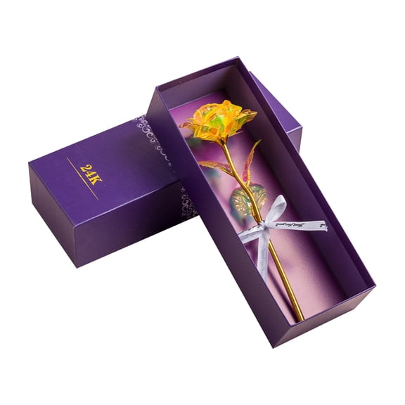 24k Gold Artificial Rose with Luxury Gift Box - 10 inch Golden Metal Single Roses Gifts Idea for Women in Mother's Day, Birthday, Anniversary, Valentine Day