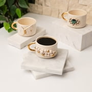 Festive Handcrafted Ceramic Mug With Gold Accents New Year Holiday Cheer