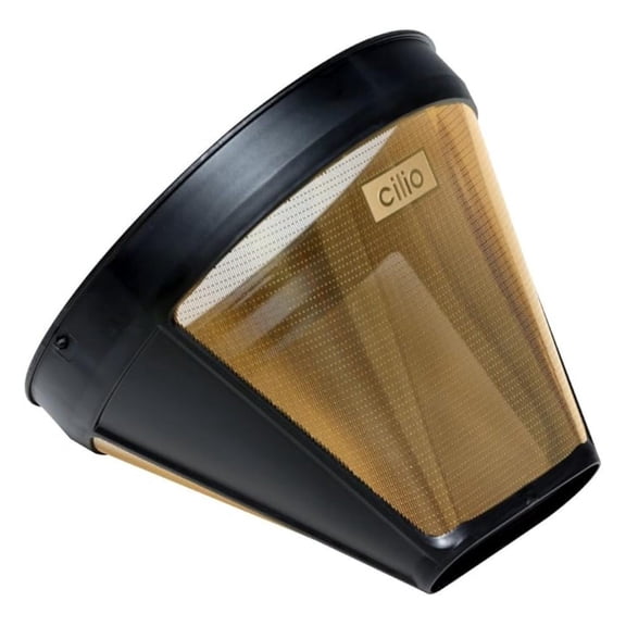 24k Gold Plated Cone Coffee Filters, #4 Size - Reusable, Dishwasher Safe, Enhanced Flavor - For Most Coffee Makers