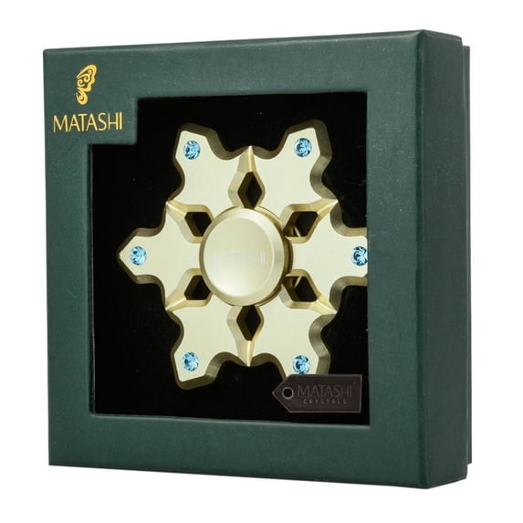 matashi 24k gold plated highly polished snowflake ornament made with genuine crystals (spinning ornament, gold) gift for new years