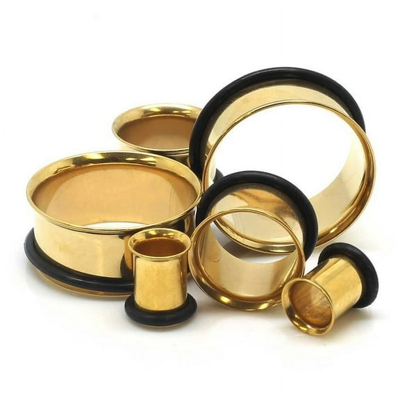 24k Gold Plated O-Ring 8G (3mm) Plugs / Gauges / Tunnels 2 Pieces (1 Pair) (B/3/1/2)