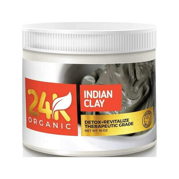 24k Organic Indian Healing Clay Deep Pore Facial Skin Cleansing Mask
