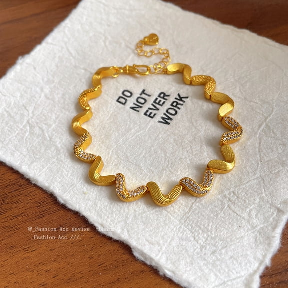 24k Real Gold Electroplated Diamond Wave Bracelet Light Luxury High Sense