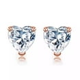 thumbnail image 1 of 24k Rose Gold Plated Over Sterling Silver  1/2 Carat Heart Created White Sapphire Stud Earrings, 1 of 2