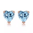 thumbnail image 1 of 24k Rose Gold Plated Over Sterling Silver 4 Carat Heart Created Aquamarine Sapphire Stud Earrings, 1 of 2