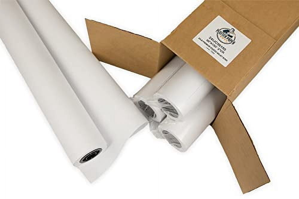 24lb Premium Coated Inkjet Bond Paper - 36" X 150' Rolls, 4 Rolls Per Box (Wide Format Plotter Paper)