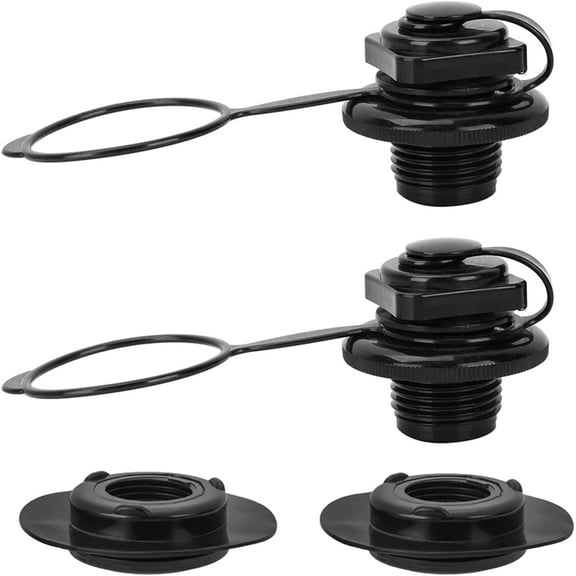 (24mm) Air Valve Inflatable Boat Spiral Plugs One-Way Inflation Replacement for Fishing Kayak Canoe Bed Boston Towable Tube Plug, black (2/Pack) -