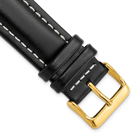 24mm Black Oil Tanned Lthr Gold-tone Buckle Watch Band