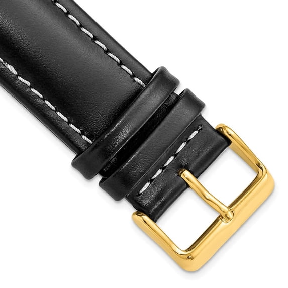 24mm Black Oil Tanned Lthr Gold-tone Buckle Watch Band