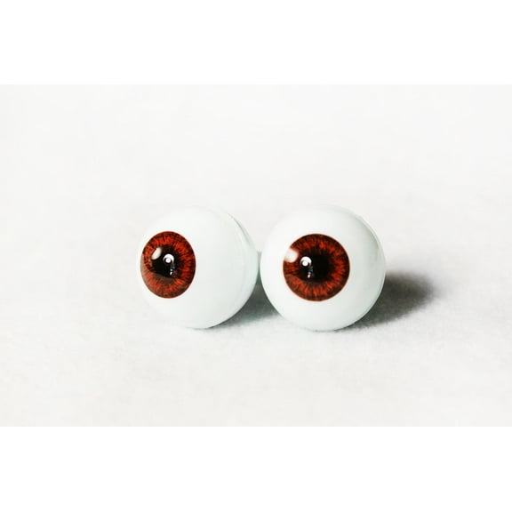 24mm Brown 2pcs Glastic Realistic Premium Doll Eyes Eyeball Made in Japan