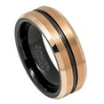 thumbnail image 1 of 24mm Brushed Rose Gold Tungsten Wedding Band Ring, Size + Jewelry Cloth & Pouch, 1 of 5