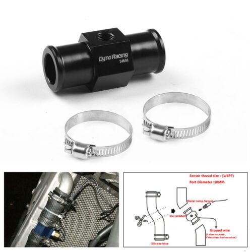 24mm Car Water Temp Temperature Joint Pipe Sensor Gauge Radiator Hose Adapter