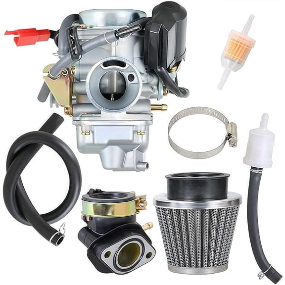Carburetor 24mm with Air Filter Replacement for GY6 150cc ATV Go Kart Scooter, Compatible with Kazuma, Taotao, SunL