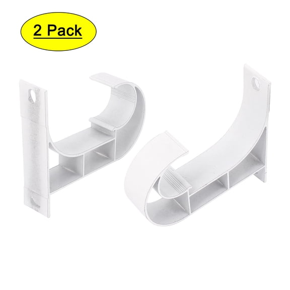 24mm Dia Drapery Curtain Rod Hook Ceiling Bracket Metal 2Pcs