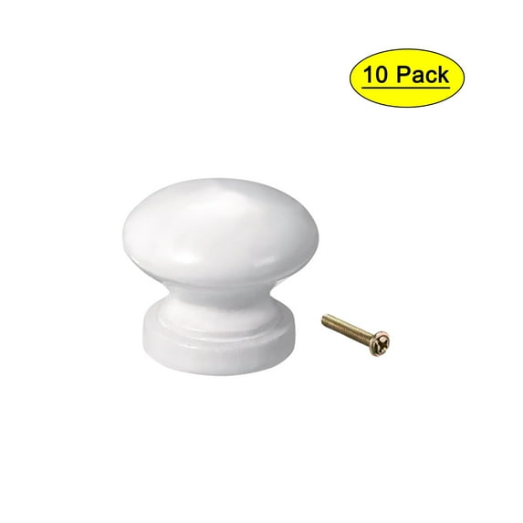 24mm Dia Round Pull Knob Handle Wood Spray Paint White 10 Pack