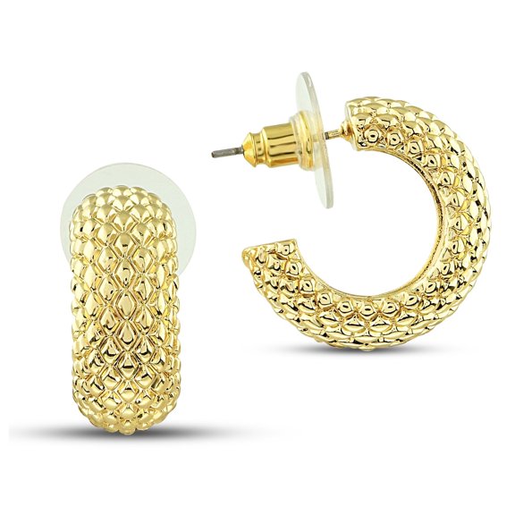24mm Wide Hoop Earrings, 14K Gold Plated Thick Huggies, Minimalist Circle Earrings for Women, Dainty Hoop Huggies, Everyday Jewelry