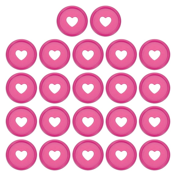 24mm Plastic Book Binding Discs, 22 Pack Discbound Expansion Discs Heart Binder Rings for DIY Notebook Planner, Rose Red