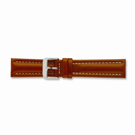 24mm Saddle Oil Tanned Lthr Silver-tone Buckle Watch Band