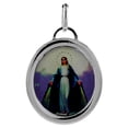 thumbnail image 1 of 24mm Sterling Silver Miraculous Medal Necklace Oval Virgin Mary Italy 1 inch tall Stainless Steel Chain, 1 of 2