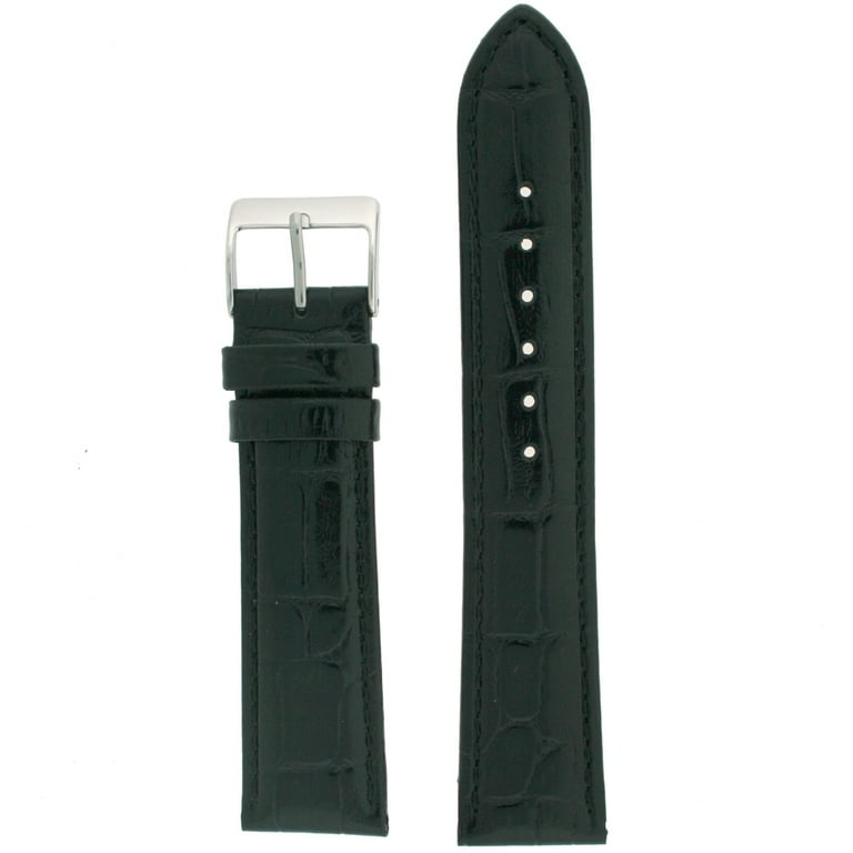 24mm Watch Band Black Genuine Leather Crocodile Grain Walmart