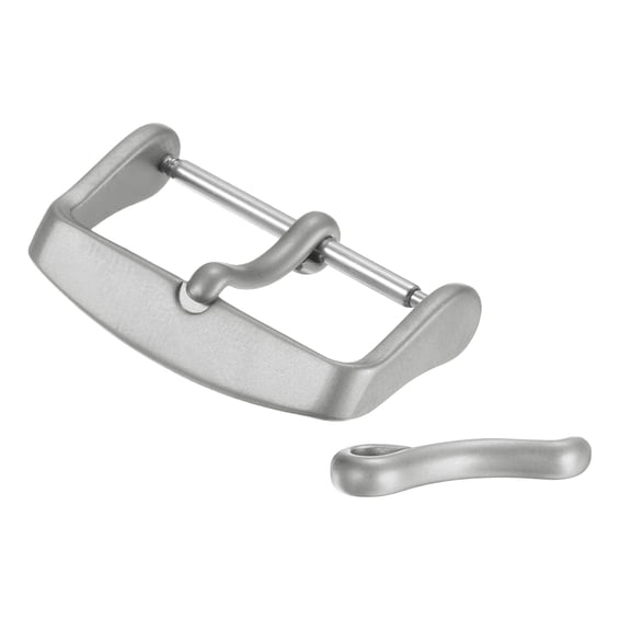 24mm Watch Band Replacement Buckle Stainless Steel Watch Strap Clasp Matte PVD Buckles with 2pcs Tongue, Silver
