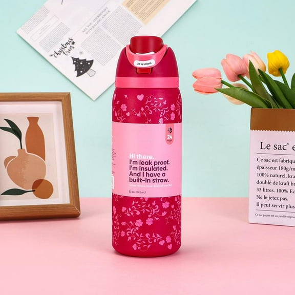 24oz/32oz Cherry  Water Bottle , Special Edition Water Bottle | Leak-Proof Insulated Stainless Steel with Built-in Straw – Perfect for School, Office & Travel