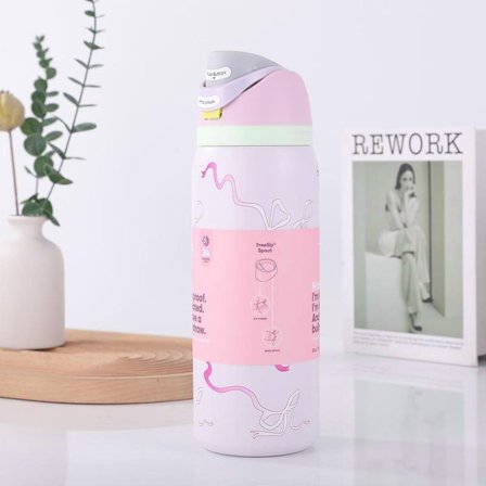 24oz/32oz Leak Proof Insulated Bottle Cute Printed Stainless Steel Water Bottle with Built-in Straw for Stylish Hydration