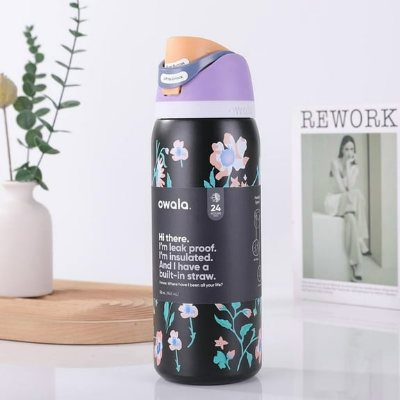 24oz/32oz Leak Proof Insulated Bottle Cute Printed Stainless Steel Water Bottle with Built-in Straw for Stylish Hydration