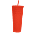 thumbnail image 1 of 24oz/710ml Orange Studded Tumbler with St and Lid, Reusable Double Wall Studded Cup Iced Coffee Cups with Lids, BPA Free Acrylic Travel Tumbler Water Cup by GIXUSIL, 1 of 9