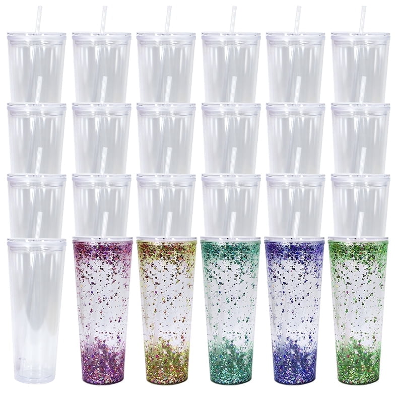 24oz Acrylic Snowglobe Tumbler, 24 Pack Pre-Drilled Double Wall Acrylic  Clear Cup For Glitter Snow Globe DIY, Double Wall Snowglobe Cup -  Walmart.com