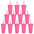 thumbnail image 1 of 24oz BPA-Free PP Tumbler Set of 12 with Lids & Straws – Reusable Solid Color Cups for Coffee, Smoothies, Juice, Parties, Camping & Holiday Gifting, 1 of 9