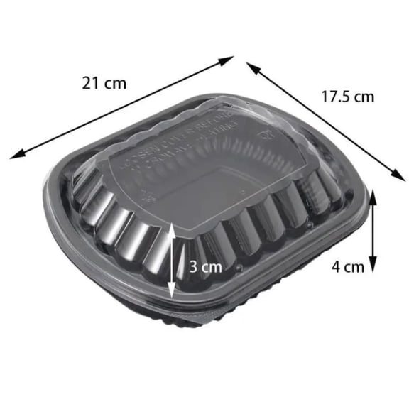 24oz Black Rectangular Containers with Lids 8"x7" 250Sets