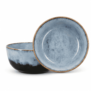 Aycenlaite 20 oz Reactive Glaze Ceramic Cereal Bowls, Ocean Blue, for Soup, Pasta, Salad, Oatmeal, Set of 2