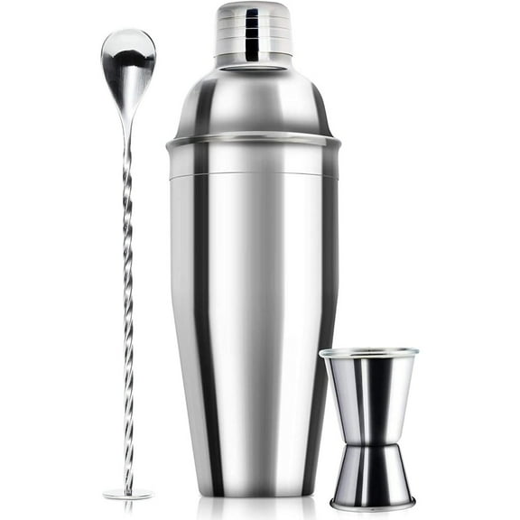 24oz Cocktail Shaker Bar Set - Professional Margarita Mixer Drink Shaker and Measuring Jigger & Mixing Spoon Set - Professional Stainless Steel Bar Tools Built-in Bartender Strainer for Martini Kit