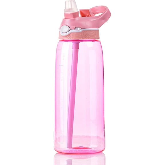 24oz Dark Cyan Water Bottle With Narrow Straw, BPA FREE Clear Bottles With Handle One Hand Use Easy Carried, Flip Up, Suit School, Office, Gym, Office