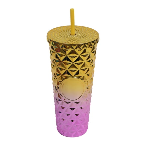 24oz Double Wall Textured Tumbler with Lid and Straw, Reusable Cold Drink Cup