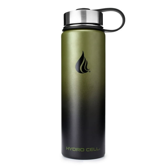 24oz (Fluid Ounces) Wide Mouth Hydro Cell Stainless Steel Water Bottle Army/Black