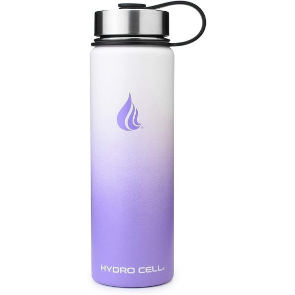 24oz (Fluid Ounces) Wide Mouth Hydro Cell Stainless Steel Water Bottle Lavender/White