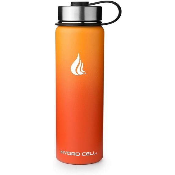 24oz (Fluid Ounces) Wide Mouth Hydro Cell Stainless Steel Water Bottle Red/Orange