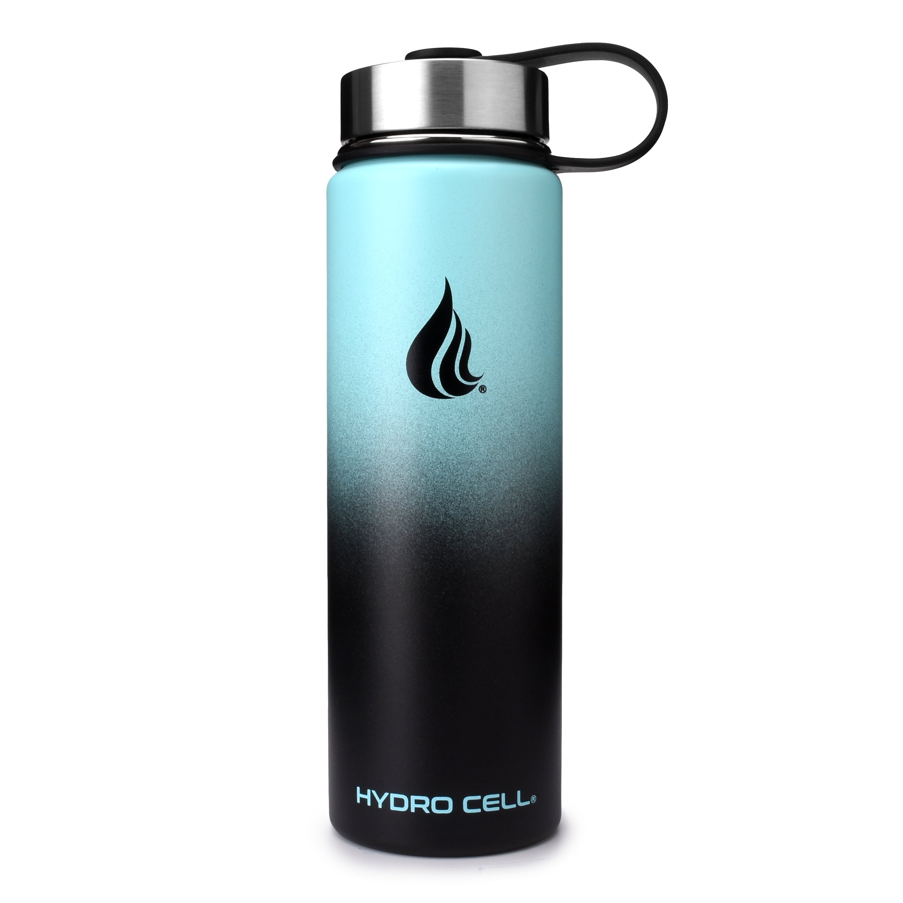 24oz Teal and Black Stainless Steel Insulated Water Bottle