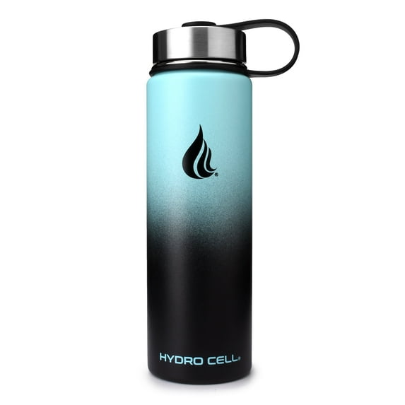 24oz (Fluid Ounces) Wide Mouth Hydro Cell Stainless Steel Water Bottle Teal/Black