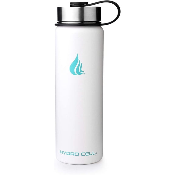 24oz (Fluid Ounces) Wide Mouth Hydro Cell Stainless Steel Water Bottle White
